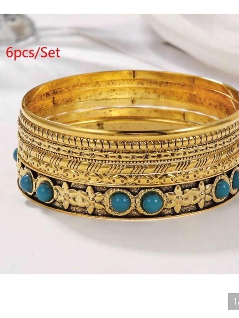 Elegant Gold and Turquoise Women's Bangle Set
